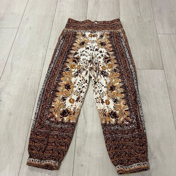 ANTHROPOLOGIE Pants - ANTHROPOLOGIE Printed Bohemian Linen Blend Side Pockets Joggers Sz 2